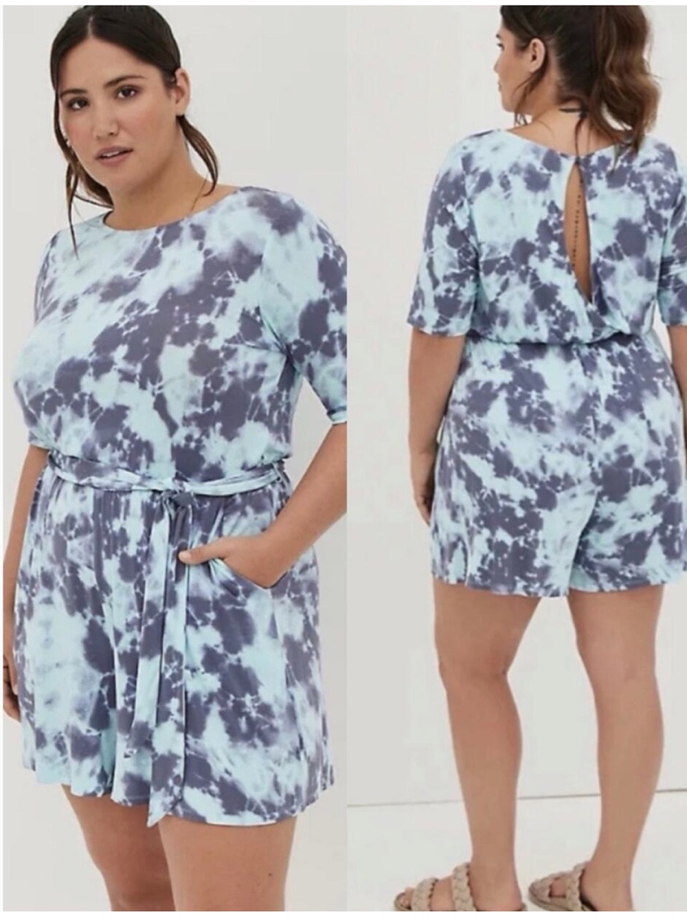 Torrid super soft tie dye romper with tie belt size large